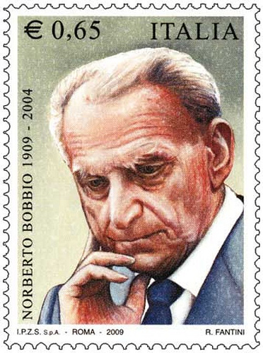 Il francobollo uscito al decennale della morte di Bobbio